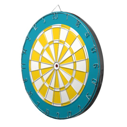 Dart Board: Weiß, goldgelb und Aquamarin Dartscheibe (Vorderseite rechts)