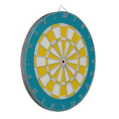 Dart Board: Weiß, goldgelb und Aquamarin Dartscheibe (Vorderseite Links)