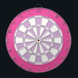 Dart Board: Weiß, leicht Lila und rosa Dartscheibe<br><div class="desc">Weißes,  Lila und rosa Farbbandspiel mit 6 Messingdarts</div>