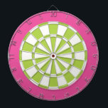 Dart Board: weiß, Limon und rosa Dartscheibe<br><div class="desc">Weiße,  Limone und rosa Farbtöne,  darunter 6 Messingdarts</div>