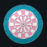 Dart Board: weiß, rosa und Aquamarin Dartscheibe<br><div class="desc">Weiß,  rosa und Aquamarine Farbtöne,  darunter 6 Messingdarts</div>