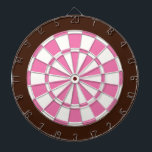 Dart Board: weiß, rosa und braun Dartscheibe<br><div class="desc">Weiß,  rosa und braun gefärbtes Dart Board Spiel inklusive 6 Messingdarts</div>