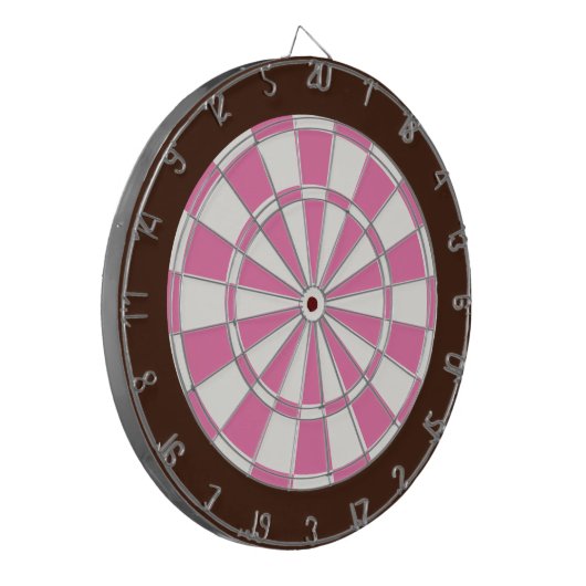 Dart Board: weiß, rosa und braun Dartscheibe (Vorderseite Links)