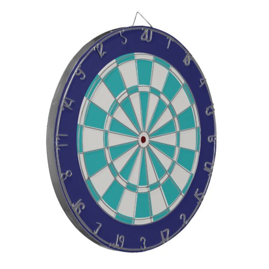 Dart Board: Weiß, Türkis und Marineblau Dartscheibe (Vorderseite Links)