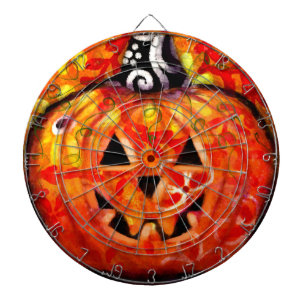 Dart Board - Whimsisches Halloween-Kürbislaterne Dartscheibe