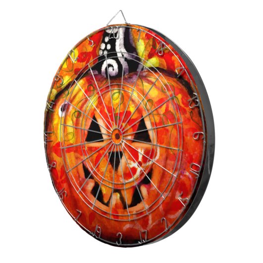 Dart Board - Whimsisches Halloween-Kürbislaterne Dartscheibe (Vorderseite rechts)