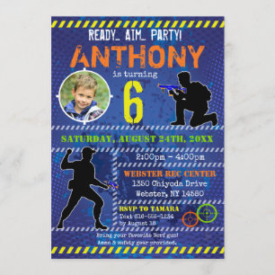 Dart Foto Invite Dart Gun Birthday Party Einladung