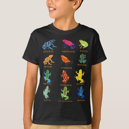 Dart Frogs Identifizierungsdiagramm für Frog Lover T-Shirt (Vorderseite)