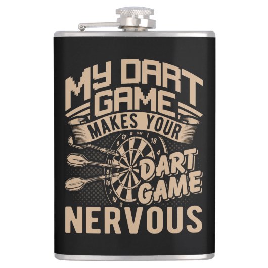 Dart Game Flex Vinyl Wrapped Flask 8 oz. Flachmann (Vorderseite)