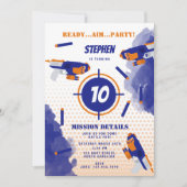 Dart Gun Battle War Boys Birthday Party Einladung (Vorderseite)