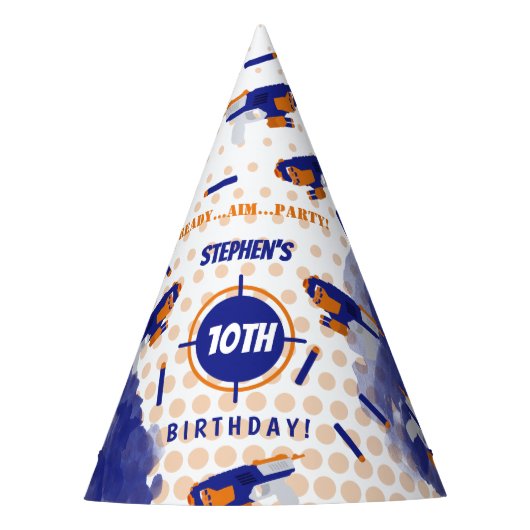 Dart Gun Battle War Boys Birthday Party Partyhütchen (Vorderseite)