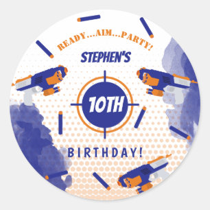 Dart Gun Battle War Boys Geburtstagsparty Runder Aufkleber