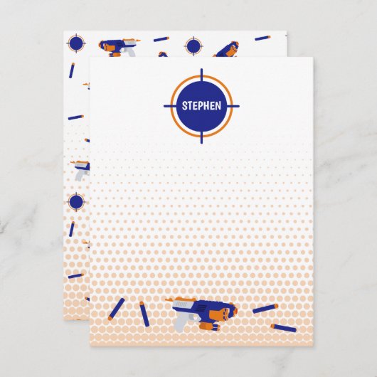 Dart Gun Battle War Boys Target Pattern Kids Mitteilungskarte (Vorne/Hinten)
