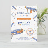 Dart Gun Birthday Einladung (Stehend Vorderseite)