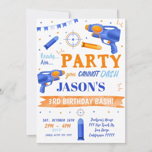 Dart Gun Birthday Einladungen (Vorderseite)