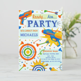 Dart Gun Birthday Invitation Einladung