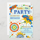 Dart Gun Birthday Invitation Einladung (Vorne/Hinten)