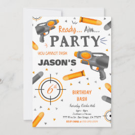 Dart Gun Birthday Party Einladung