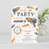 Dart Gun Birthday Party Einladung (Stehend Vorderseite)