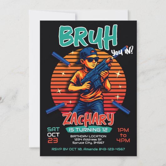 Dart Gun Birthday Party Einladung (Vorderseite)