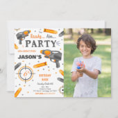Dart Gun Birthday Party Foto Einladung (Vorderseite)