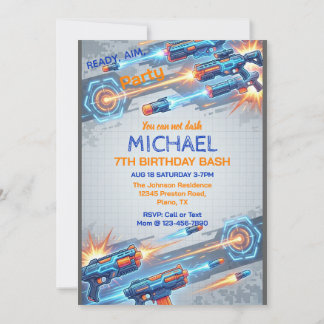 Dart Gun Birthday Party Invitation Einladung