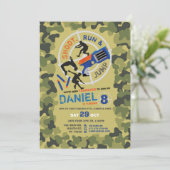 Dart Gun Fun Aim Shoot Camouflage Parkplatz Einladung (Stehend Vorderseite)