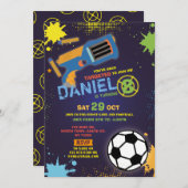 Dart Gun Fun Aim Shoot Football Geburtstag Einladung (Vorne/Hinten)