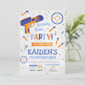 Dart Gun Party Birthday Einladung (Stehend Vorderseite)