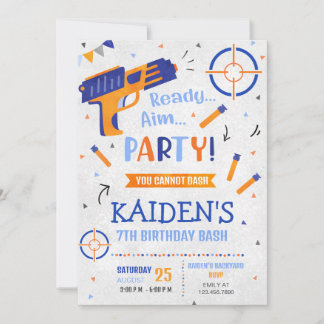 Dart Gun Party Birthday Einladung