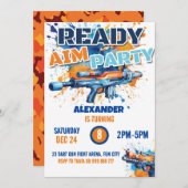 Dart Gun Party Boy Birthday Camouflage Einladung (Vorne/Hinten)