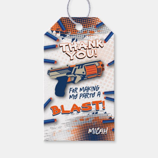 Dart Gun Vielen Dank Tag Geschenkanhänger (Vorderseite)