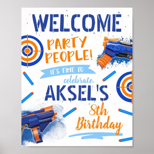 Dart Gun Welcome Poster | Dart Party (Vorne)