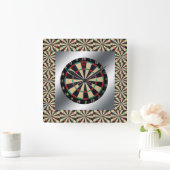 Dart in einem Dartboard Gerahmt mit Dartboards, Quadratische Wanduhr (Zuhause)