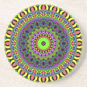 DART Mandala - Neon 1 Sandstein Untersetzer