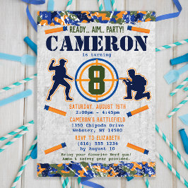 Dart Military Birthday Party Dart Camouflage Soldi Einladung