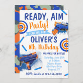 Dart Party Birthday Einladung | Dart Gun (Vorne/Hinten)