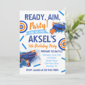 Dart Party Birthday Einladung | Dart Gun (Stehend Vorderseite)