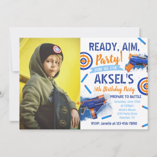 Dart Party Birthday Einladung | Foto Dart Einladun (Vorderseite)