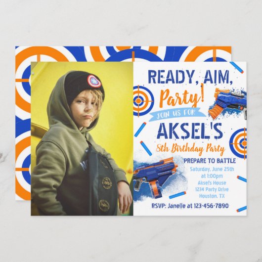 Dart Party Birthday Einladung | Foto Dart Einladun (Vorne/Hinten)