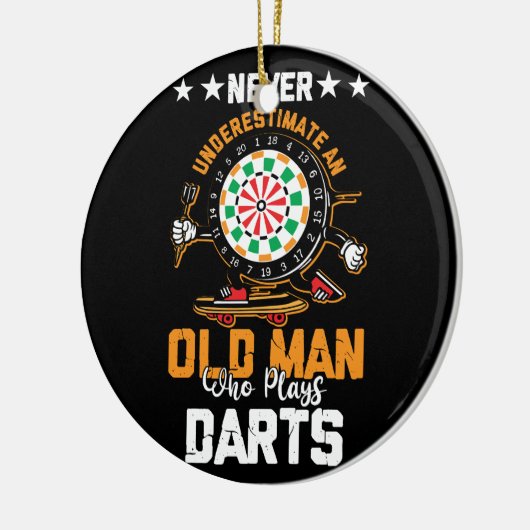 Dart Player unterschätzt nie einen alten Mann, der Keramik Ornament (Links)