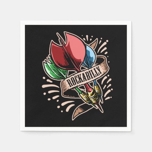 Dart Rock'n'Roll Darts Arrow Rockabilly Serviette (Vorderseite)