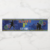 Dart Soldiers Blue Grunge Geburtstagsparty Wasserflaschenetikett (Einzelnes Label)