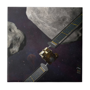 Dart Spacecraft und Liciacube vor der Einwirkung Fliese
