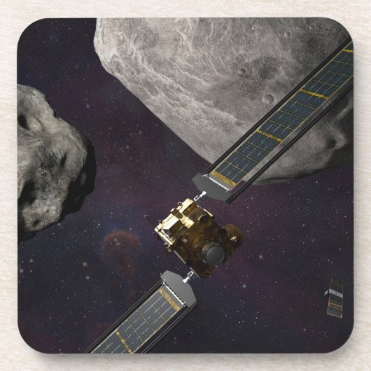 Dart Spacecraft und Liciacube vor der Einwirkung Getränkeuntersetzer (Vorderseite)