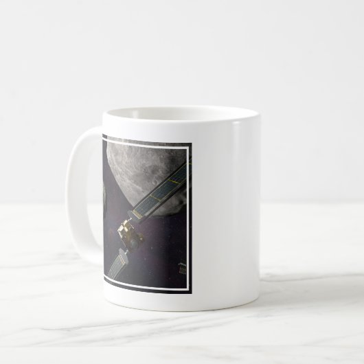 Dart Spacecraft und Liciacube vor der Einwirkung Kaffeetasse (Vorderseite Links)