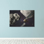 Dart Spacecraft und Liciacube vor der Einwirkung Leinwanddruck (Insitu (Holzboden))