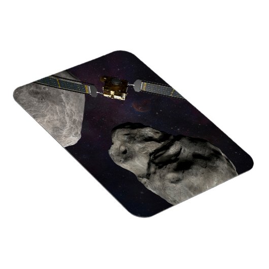 Dart Spacecraft und Liciacube vor der Einwirkung Magnet (Rechte Seite)