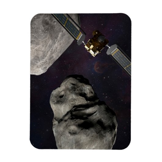 Dart Spacecraft und Liciacube vor der Einwirkung Magnet (Vertikal)