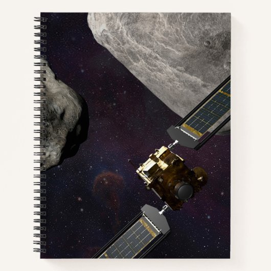 Dart Spacecraft und Liciacube vor der Einwirkung Notizblock (Vorderseite)